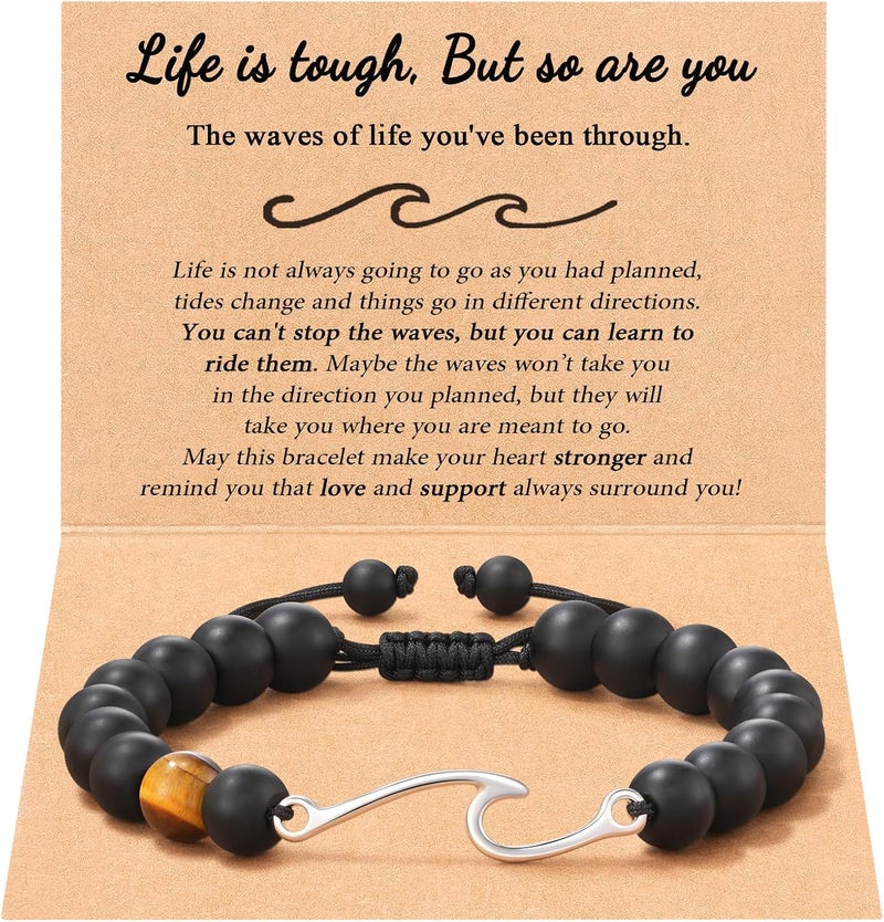 Tarsus Inspirational Gifts for Women Men, Through The Waves of Life, Life is Tough but so are You, Encouragement Bracelet Thoughtful Gifts for Friend Sister Coworker... - Image 1